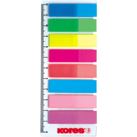 Index Kores, autoadeziv, plastic, 12 x 45 mm, 8 culori x 25 file/culoare